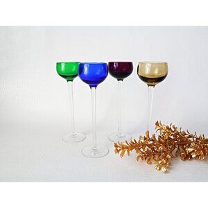 Vintage Cordial Liqueur Glasses set Clear Stemmed Barware Art Deco